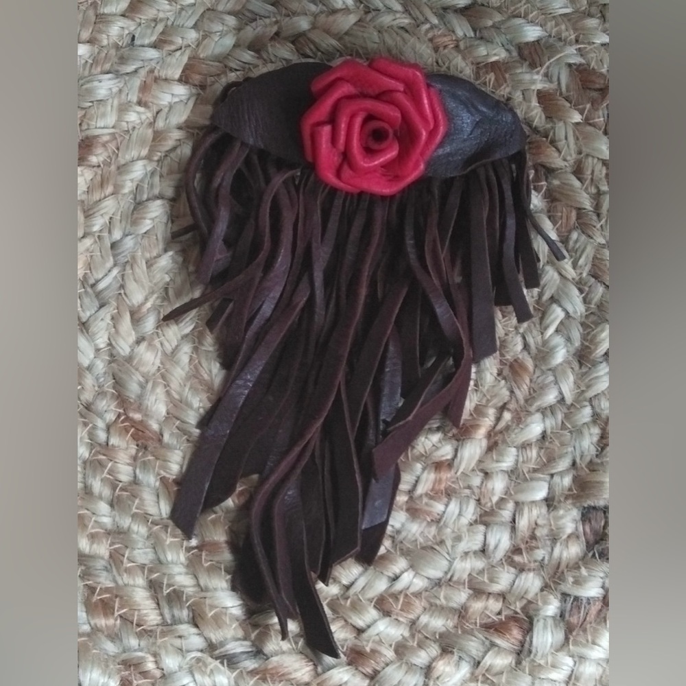 Vintage Leather Barrette - Beautiful!